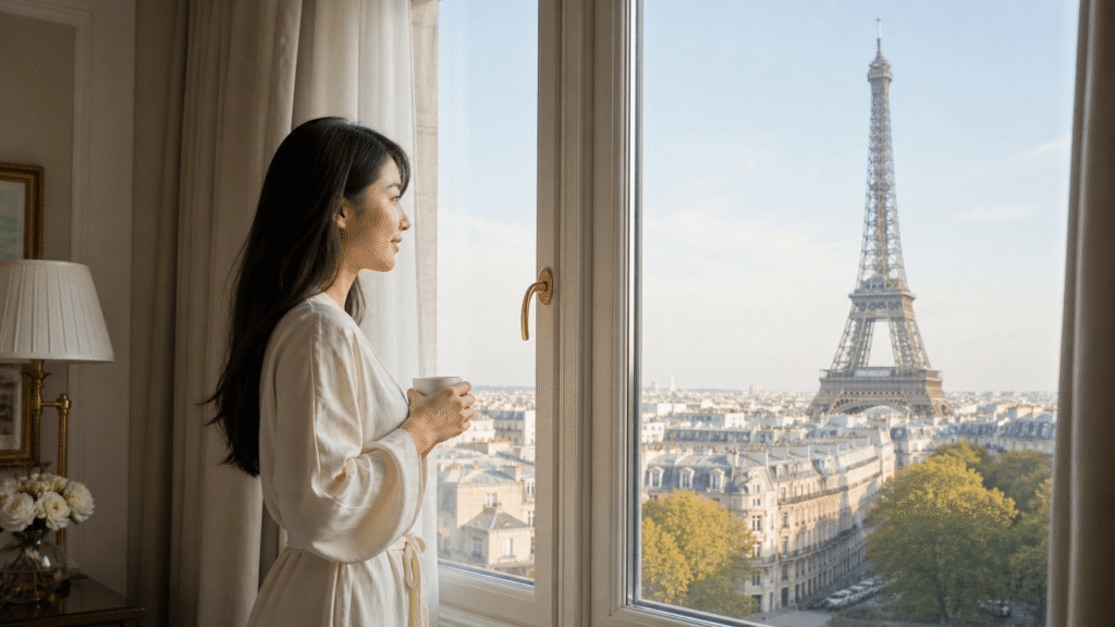 For those who wish to choose a guest room with a view of the Eiffel Tower.