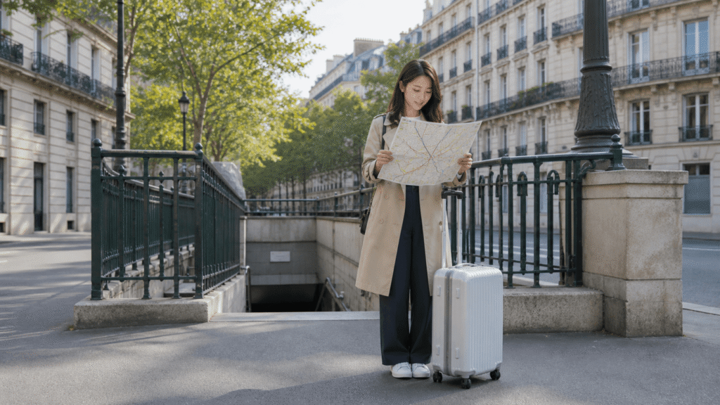 Choose by the subway or RER lines you will use.