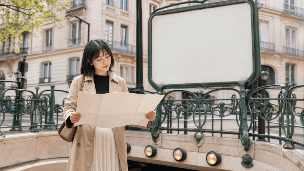 Check the nearest station and sightseeing route.