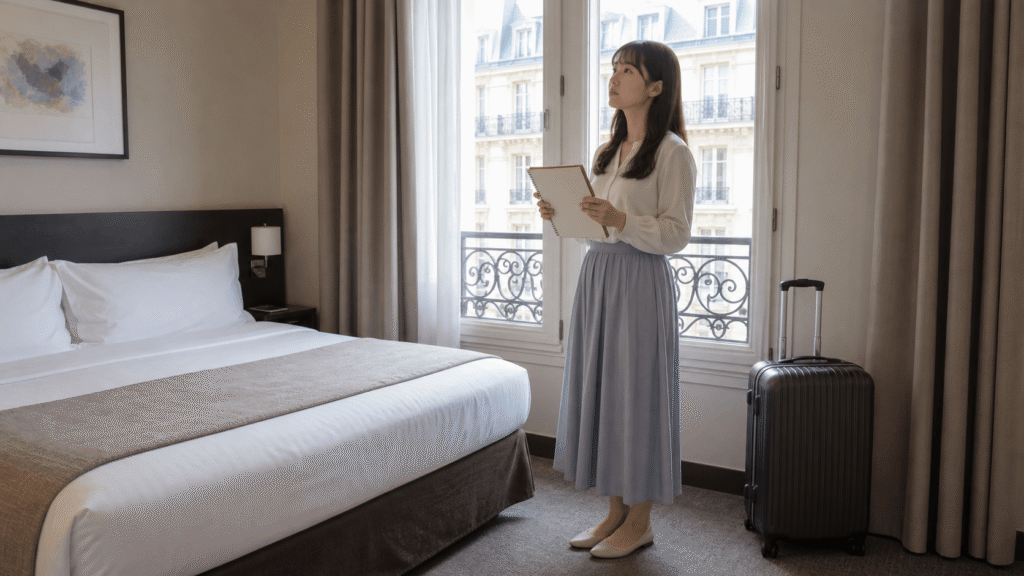 Check the size of the guest room and the maximum occupancy.