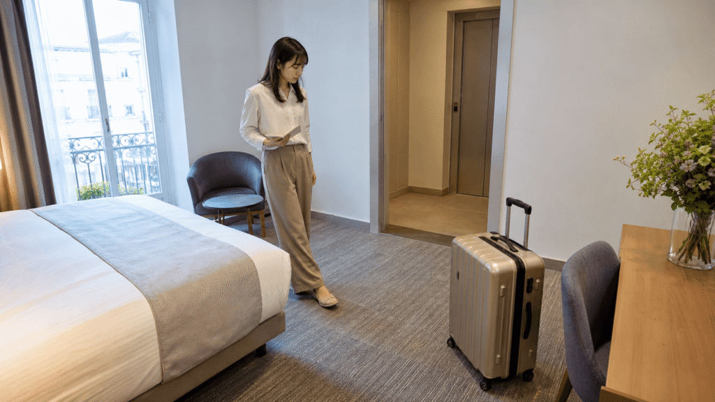 Check the size of the guest rooms and the facilities within the building.