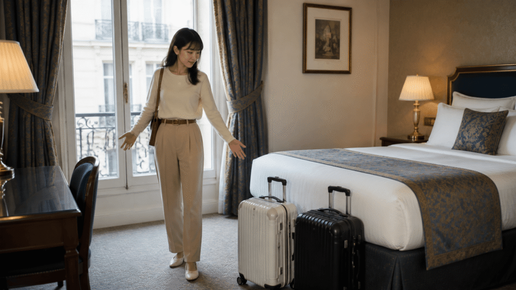 Check the guest room size and the number of guests.