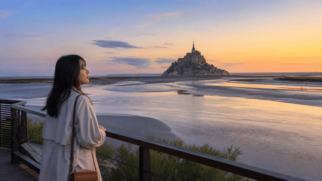 The time of day when you'd want to stay on the opposite shore and enjoy the experience.