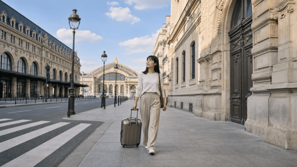 If traveling on foot between the North Station and the East Station