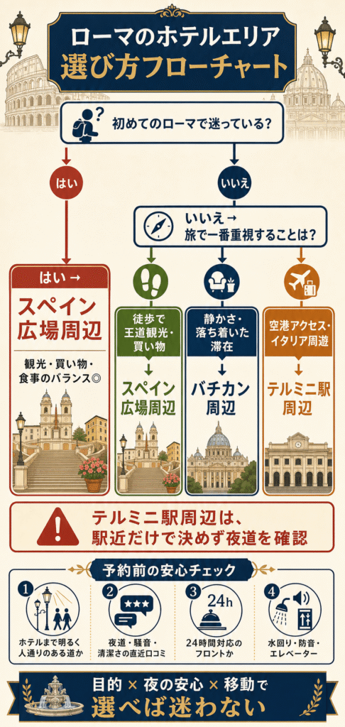 Flowchart for Choosing a Hotel Area in Rome
