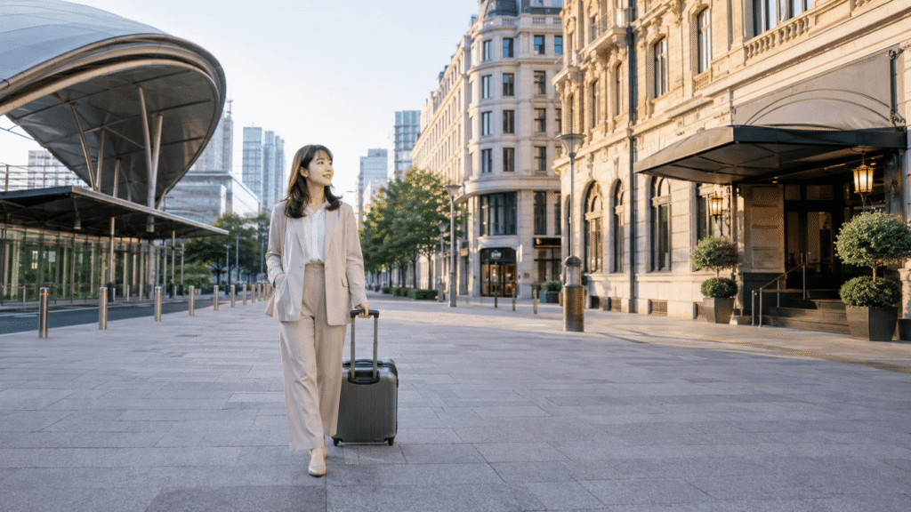 When traveling to three hotels in the city center