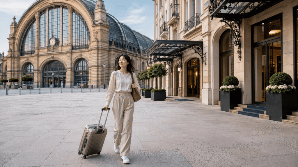 When traveling to the two hotels near the central station