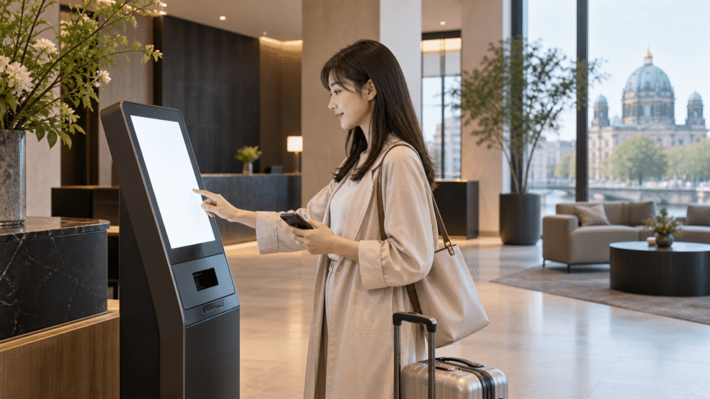 Check the front desk procedures and the check-in process.